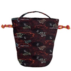 Geometric Pattern Recycle Bin Drawstring Bucket Bag by Ravend