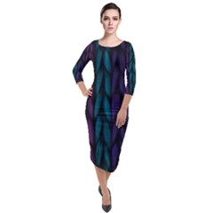 Background Quarter Sleeve Midi Velour Bodycon Dress by nateshop