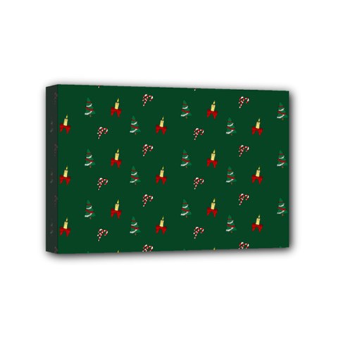 Christmas Background Green Pattern Mini Canvas 6  X 4  (stretched) by Ravend