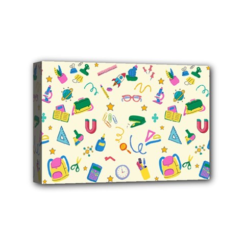 Pattern School Bag Pencil Triangle Mini Canvas 6  X 4  (stretched) by Ravend