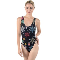Christmas Thanksgiving Pattern High Leg Strappy Swimsuit by Ravend