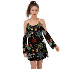 Christmas Thanksgiving Pattern Kimono Sleeves Boho Dress by Ravend