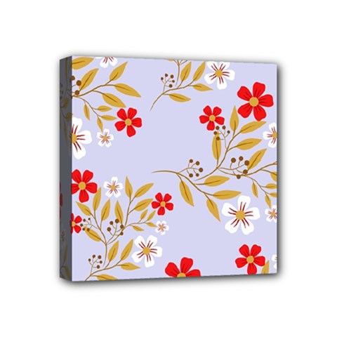 Nature Illustration Pattern Flower Floral Mini Canvas 4  X 4  (stretched) by Ravend