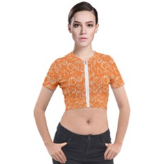 Illustration Abstract Pattern Seamless Short Sleeve Cropped Jacket by Ravend