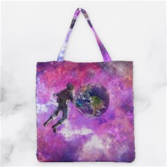 Astronaut Earth Space Planet Fantasy Grocery Tote Bag by Ravend