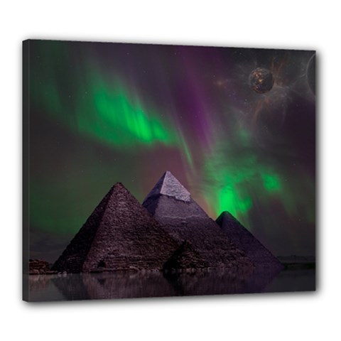 Fantasy Pyramid Mystic Space Canvas 24  X 20  (stretched) by Wegoenart
