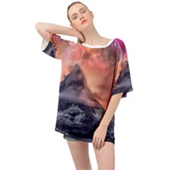 Mountain Cosmos Universe Nature Oversized Chiffon Top by Wegoenart