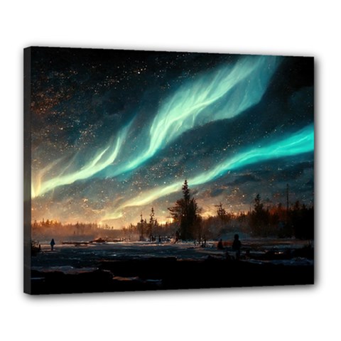 Northern Light North Sky Night Canvas 20  X 16  (stretched) by Ravend