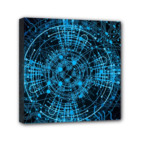 Network Circuit Board Trace Mini Canvas 6  X 6  (stretched) by Ravend