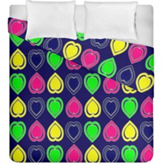 Blue Colorful Hearts Duvet Cover Double Side (king Size) by ConteMonfrey