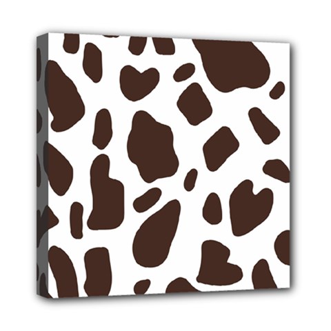 Cow Spots Brown White Mini Canvas 8  X 8  (stretched) by ConteMonfrey