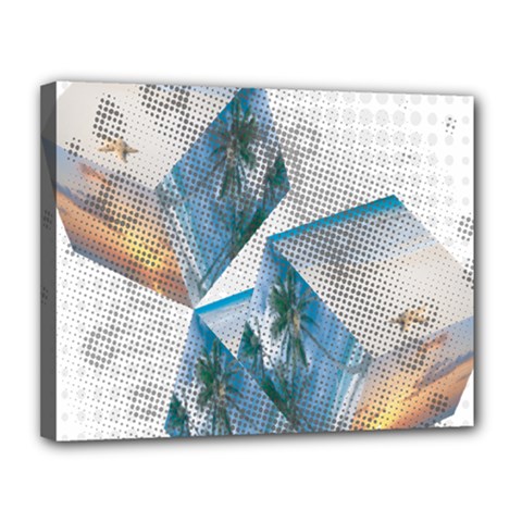 Cubes 3d Mockup Dots Game Cutout Canvas 14  X 11  (stretched) by danenraven