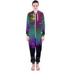 Illustration Clock Asteroid Comet Galaxy Hooded Jumpsuit (ladies) by Wegoenart