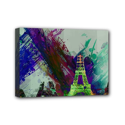 Eiffel Tower Paris France Europe Mini Canvas 7  X 5  (stretched) by Wegoenart