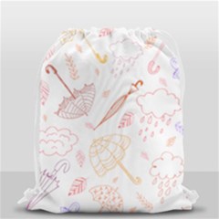 Weather Umbrella Rain Cloud Seamless Doodle Pattern Drawstring Bag (small) by danenraven