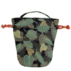 Autumn Fallen Leaves Dried Leaves Drawstring Bucket Bag by Ravend