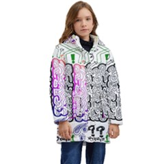 Anatomy Brain Head Medical Psychedelic  Skull Kid s Hooded Longline Puffer Jacket by danenraven