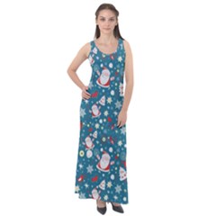 Santa Claus Illustration  Background Sleeveless Velour Maxi Dress by danenraven