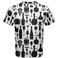 Wine Pattern Black White Men s Cotton Tee by Jancukart