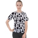 Wine Pattern Black White Women s Sport Raglan Tee View1