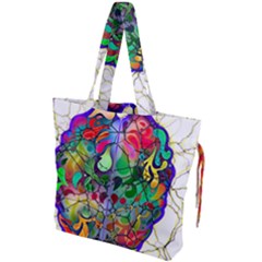 Brain Head Mind Man Silhouette Drawstring Tote Bag by Wegoenart