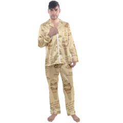Ice-cream-vintage-pattern Men s Long Sleeve Satin Pajamas Set by Jancukart
