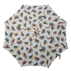 Seamless-pattern-with-hand-drawn-bird-black Hook Handle Umbrellas (medium) by Jancukart