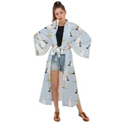 Cute-seagulls-seamless-pattern-light-blue-background Maxi Kimono by Jancukart