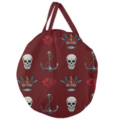 Tattoo-old-school-background-pattern Giant Round Zipper Tote by Jancukart