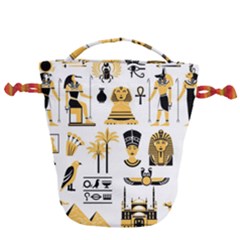 Egypt-symbols-decorative-icons-set Drawstring Bucket Bag by Jancukart
