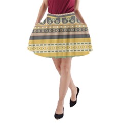 Seamless-pattern-egyptian-ornament-with-lotus-flower A-line Pocket Skirt by Jancukart