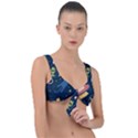Seamless Pattern With Funny Alien Cat Galaxy Front Tie Bikini Top View1