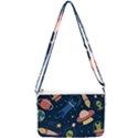 Seamless Pattern With Funny Alien Cat Galaxy Double Gusset Crossbody Bag View2
