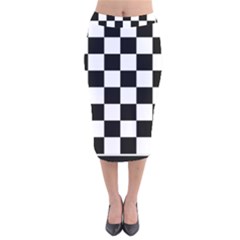 Chess Board Background Design Velvet Midi Pencil Skirt by Wegoenart