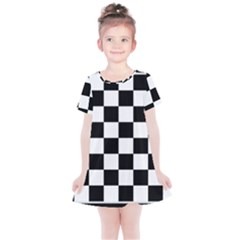 Chess Board Background Design Kids  Simple Cotton Dress by Wegoenart
