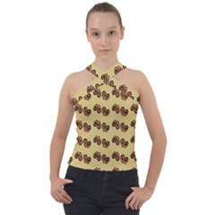Pastel Papaya Cross Neck Velour Top by ConteMonfrey