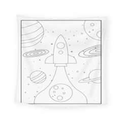 Going To Space - Cute Starship Doodle  Square Tapestry (small) by ConteMonfrey