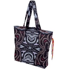 Autumn Patterns Drawstring Tote Bag by kaleidomarblingart