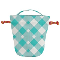 Diagonal Blue Torquoise Drawstring Bucket Bag by ConteMonfrey