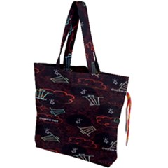 Geometric Pattern Recycle Bin Drawstring Tote Bag by Ravend