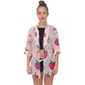 Seamless-strawberry-fruit-pattern-background Open Front Chiffon Kimono View1