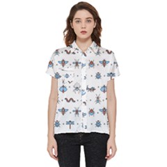 Insect Icon Seamless Pattern Short Sleeve Pocket Shirt by Wegoenart