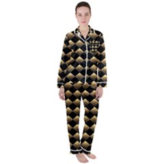 Golden Chess Board Background Satin Long Sleeve Pajamas Set by Wegoenart
