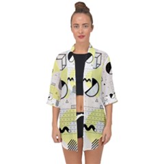 Graphic-design-geometric-background Open Front Chiffon Kimono by Wegoenart