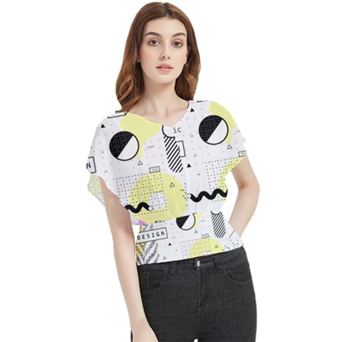Graphic-design-geometric-background Butterfly Chiffon Blouse by Wegoenart