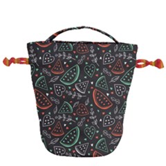Seamless-vector-pattern-with-watermelons-mint -- Drawstring Bucket Bag by Wegoenart