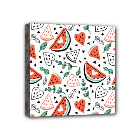 Seamless-vector-pattern-with-watermelons-mint Mini Canvas 4  X 4  (stretched) by Wegoenart