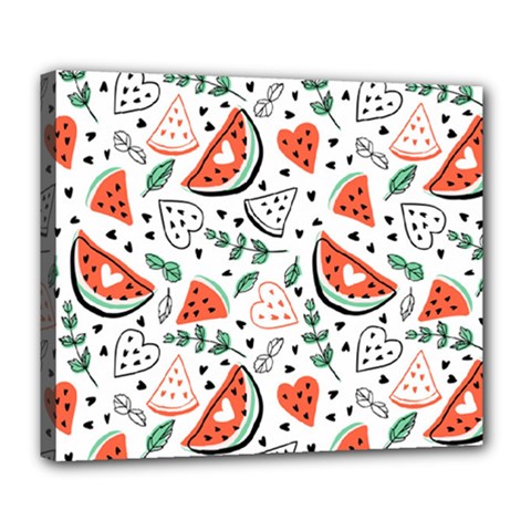 Seamless-vector-pattern-with-watermelons-mint Deluxe Canvas 24  X 20  (stretched) by Wegoenart