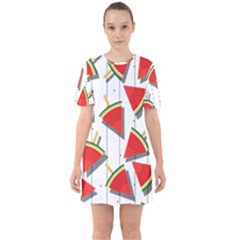 Watermelon Popsicle   Sixties Short Sleeve Mini Dress by ConteMonfrey