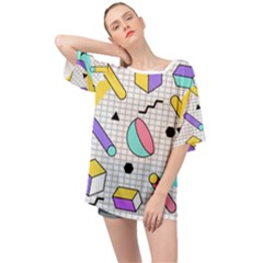 Tridimensional-pastel-shapes-background-memphis-style Oversized Chiffon Top by Wegoenart